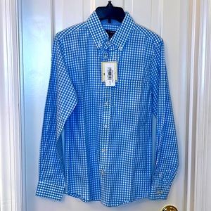 E-Land NEW Boys Blue White Gingham Dress Shirt Sz 12